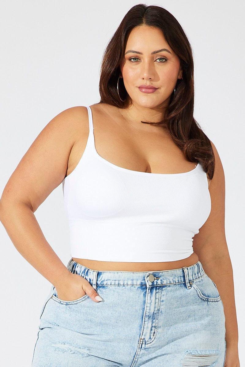 White Bralette Round Neck Seamless for YouandAll Fashion