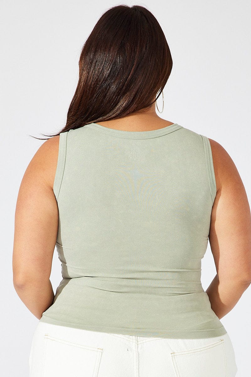 Green Tank Top Seamless Washed for YouandAll Fashion