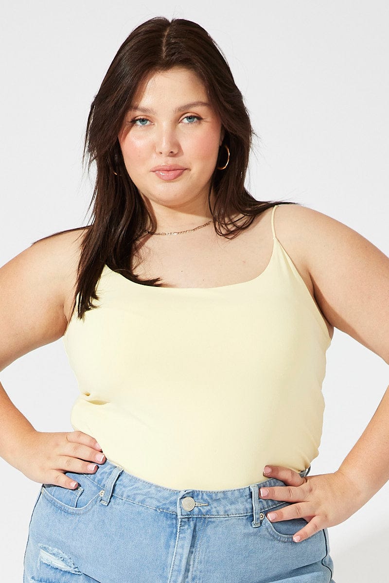 Yellow Singlet Top Scoop Neck Supersoft for YouandAll Fashion