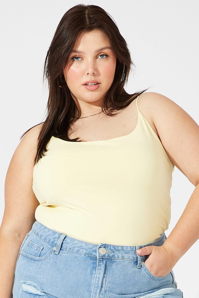 Yellow Singlet Top Scoop Neck Supersoft for YouandAll Fashion