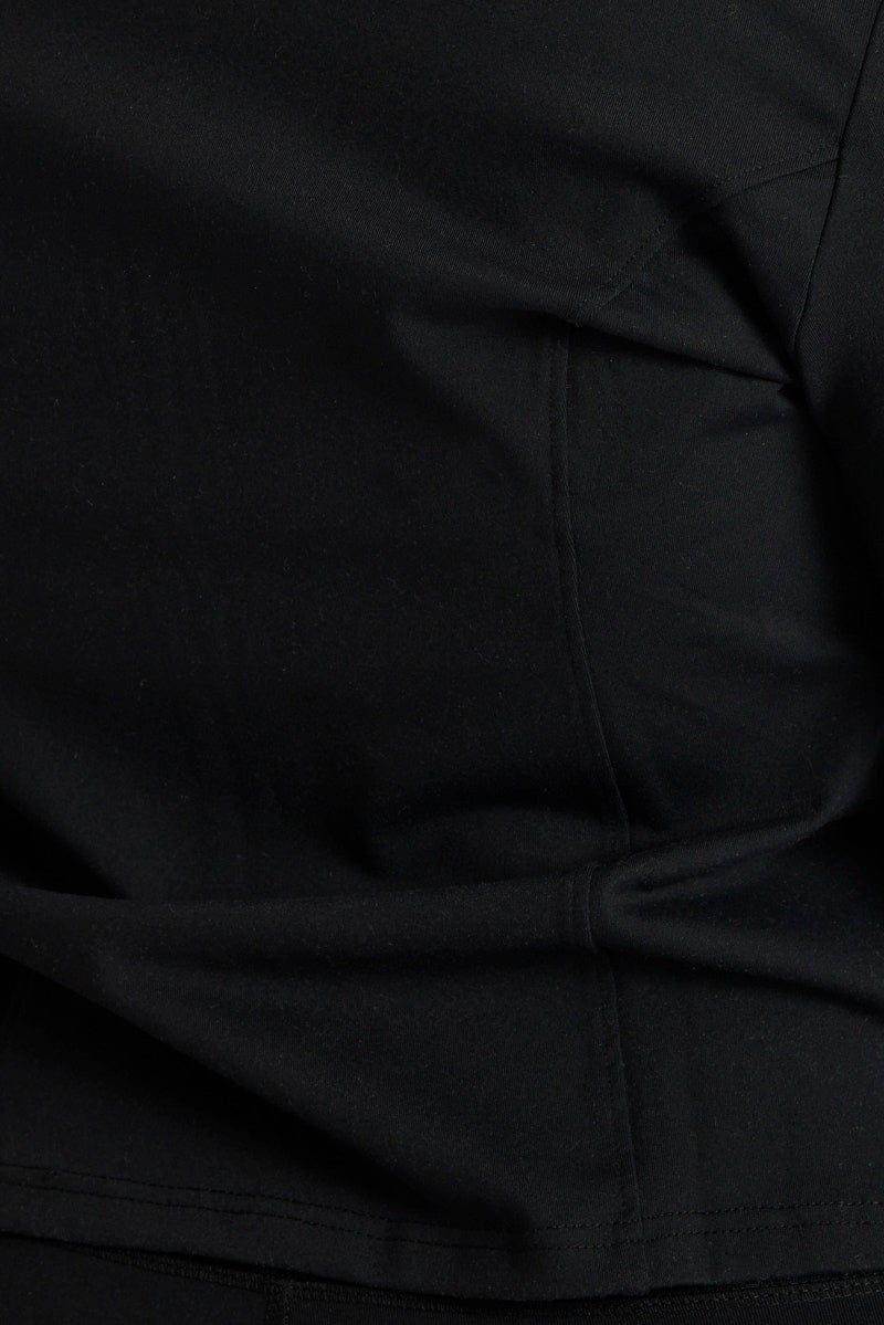 Black Zip Up Jacket Long Sleeve High Neck Longline for YouandAll Fashion