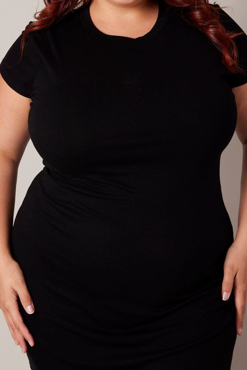 Black Dress Short Sleeve Crew Neck