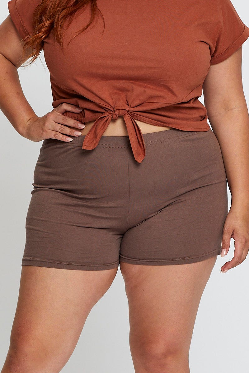Brown Bike Shorts Cotton For Women By You And All