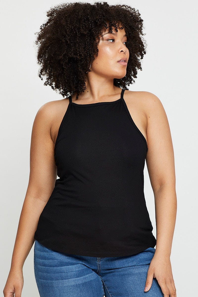 Black Tank Top High Neck For Women By You And All