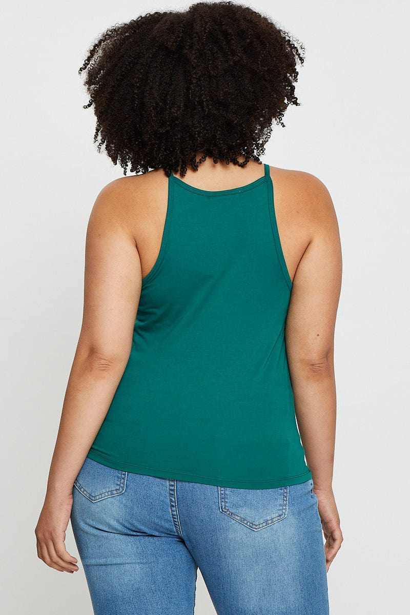 Green Tank Top High Neck For Women By You And All