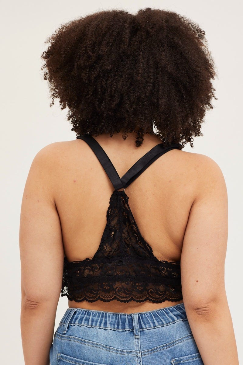 Black Basic Lace Bralette For Women By You And All