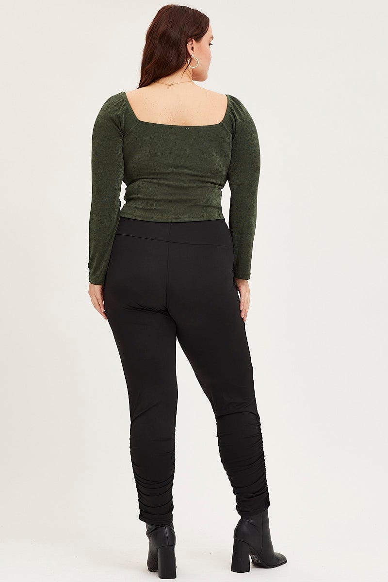 Black Ruched Leggings High Waist For Women By You And All