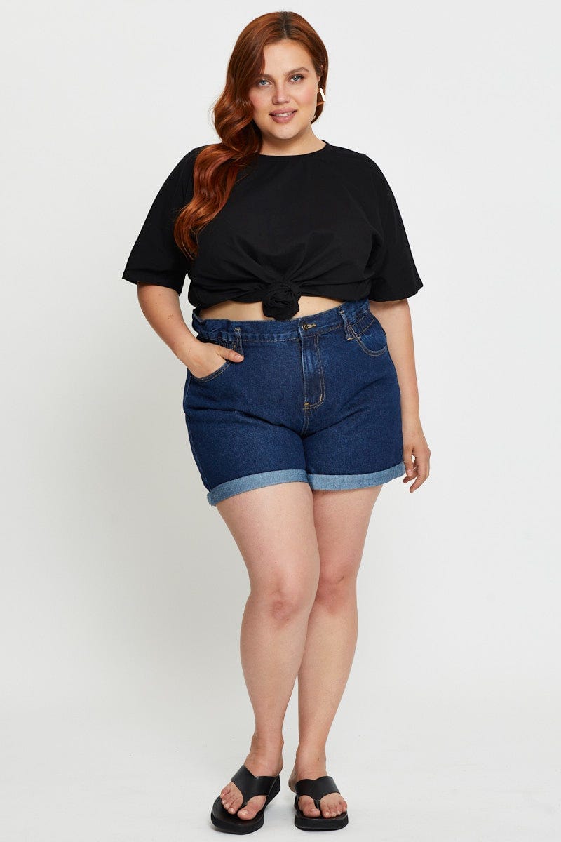 Black Oversized T-Shirt Crew Neck Short Sleeve For Women By You And All