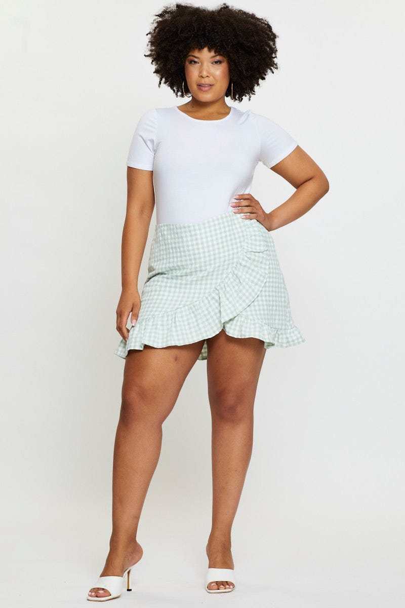 Check Skort High Rise Frill Hem For Women By You And All