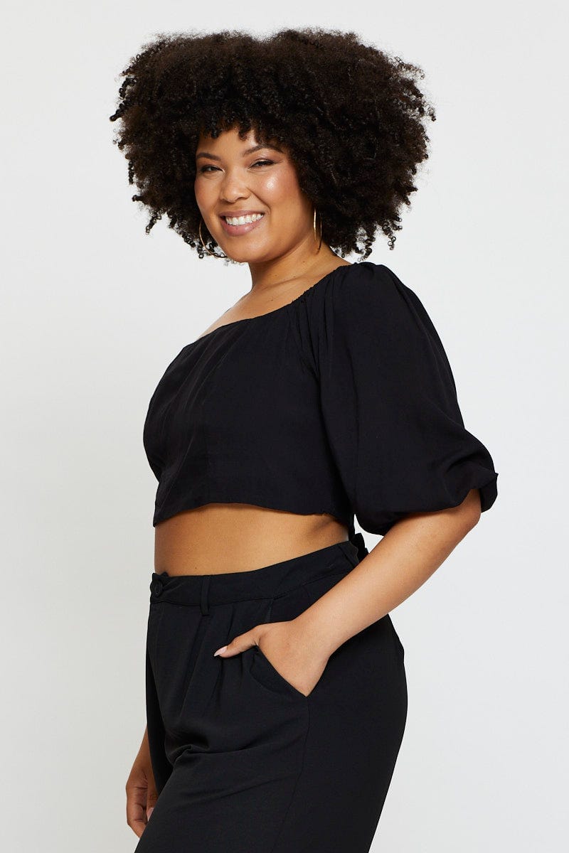 Black Wide Leg Pant Crepe For Women By You And All