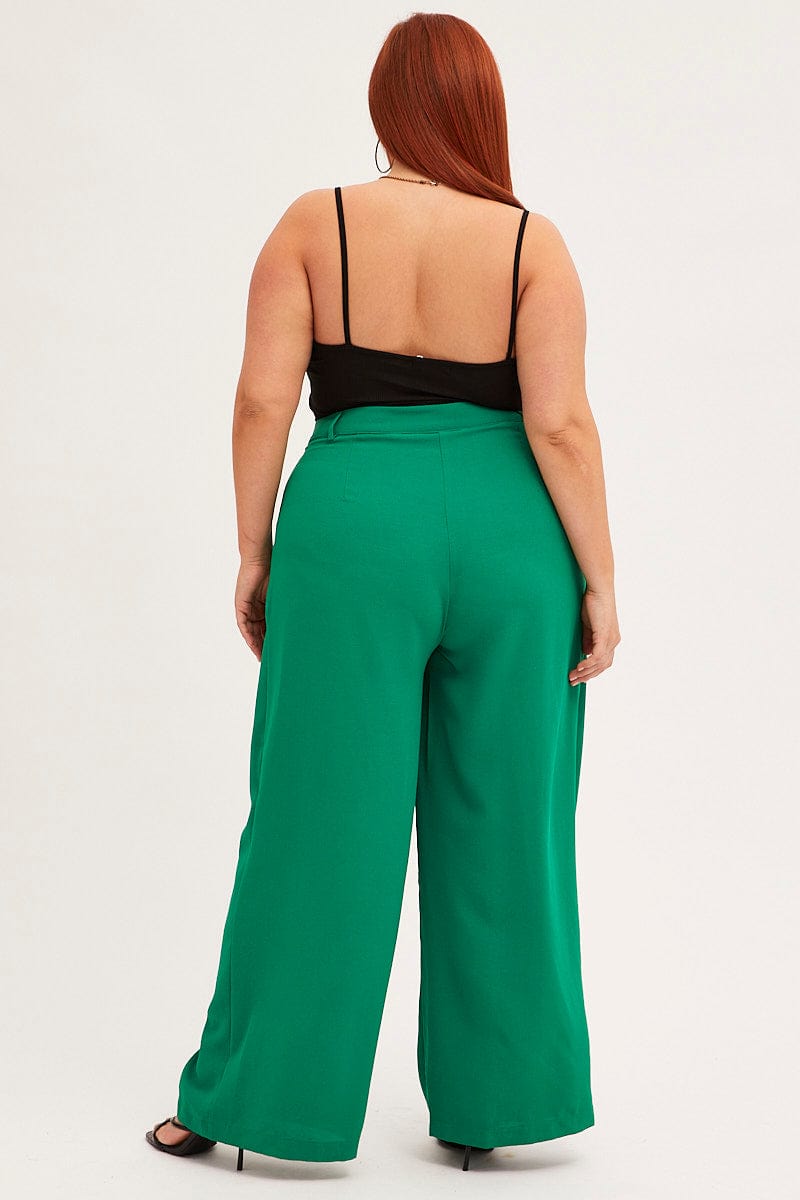 Green Wide Leg Pant Crepe