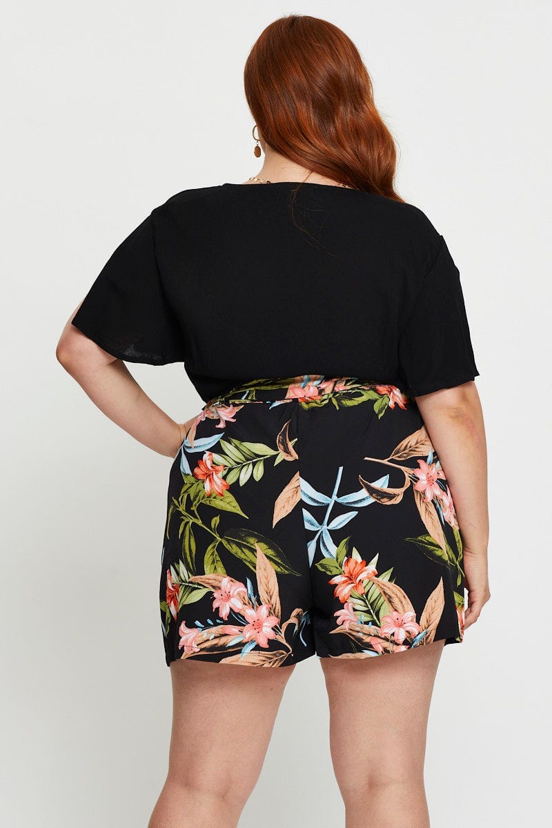 Floral Prt Belted Shorts High Rise For Women By You And All