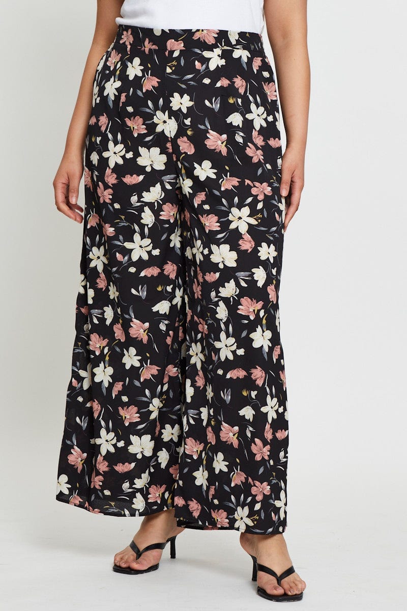 Floral Prt Wide Leg Pants High Waist Waist Tie For Women By You And All
