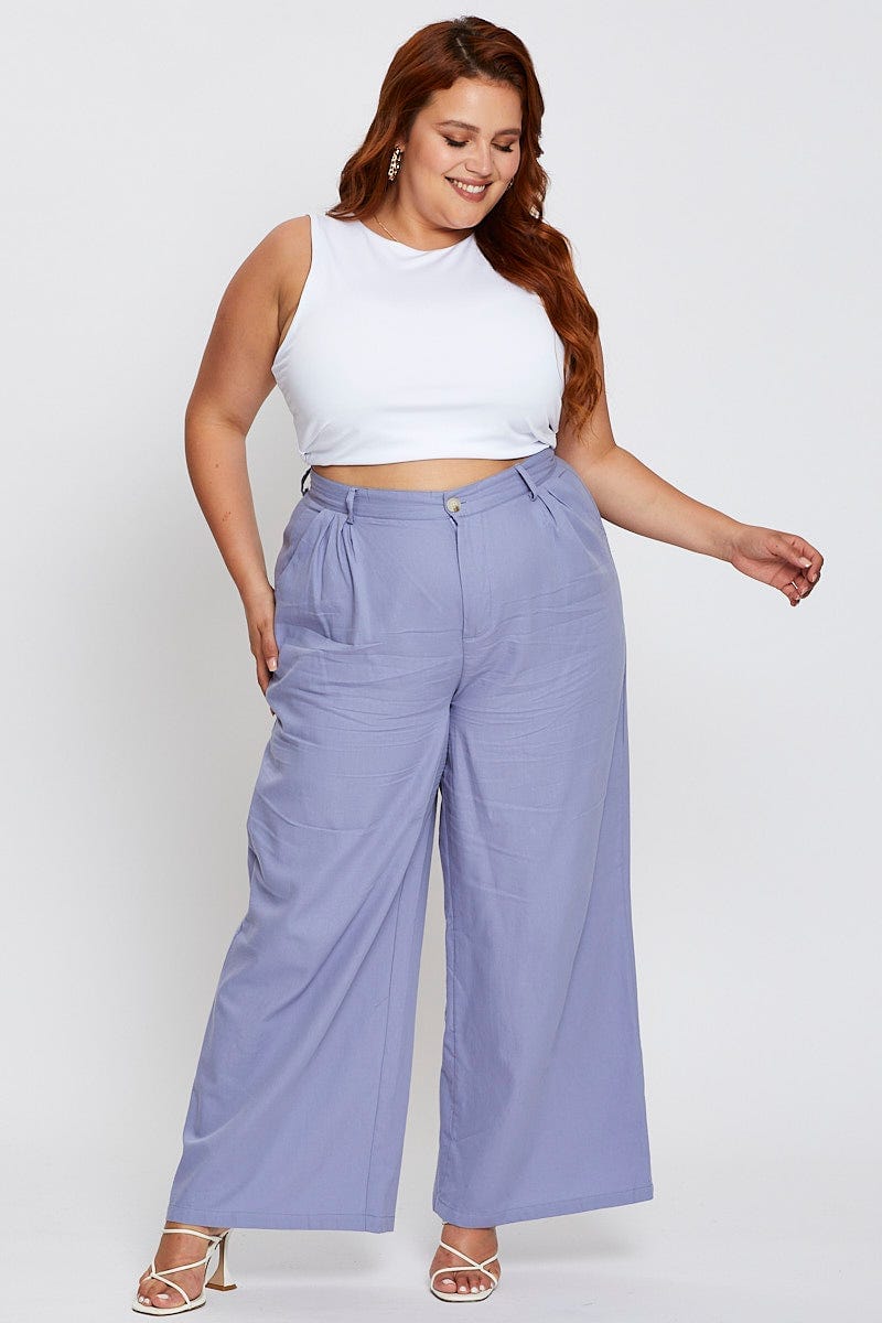 Blue High Waist Wide Leg Pant For Women By You And All