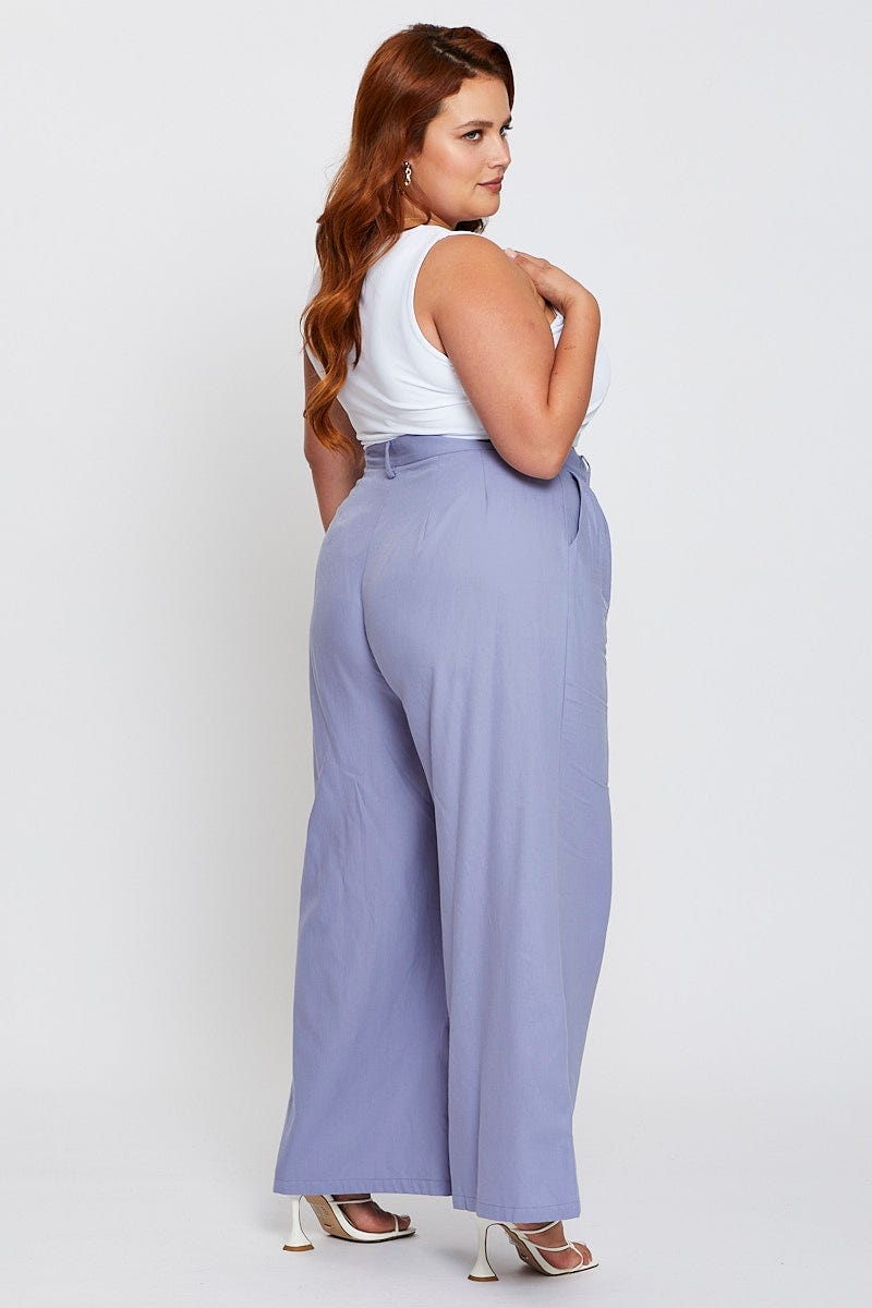 Blue High Waist Wide Leg Pant For Women By You And All