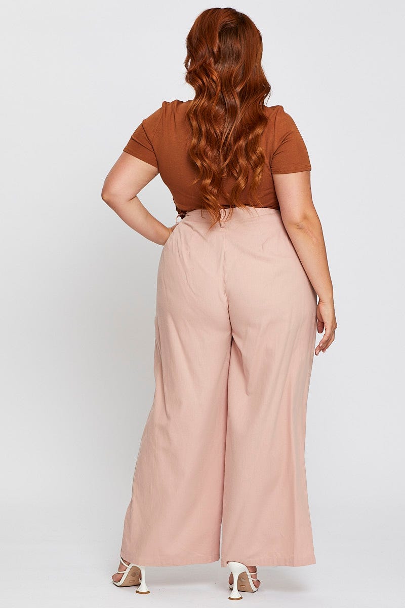 Pink High Waist Wide Leg Pant For Women By You And All