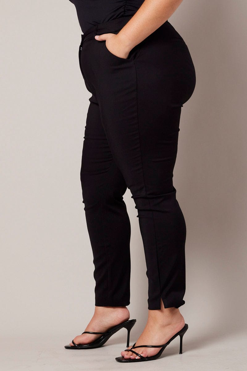 Black Slim Pants Mid Rise Workwear for YouandAll Fashion