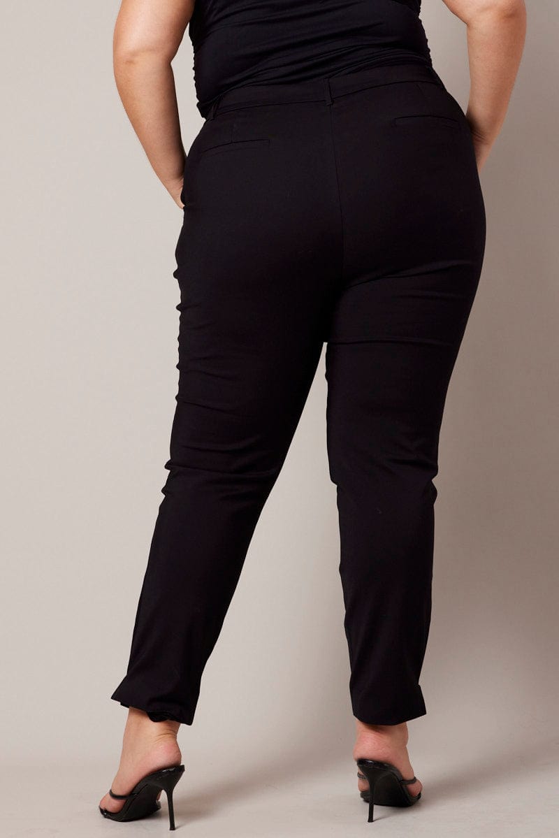 Black Slim Pants Mid Rise Workwear for YouandAll Fashion