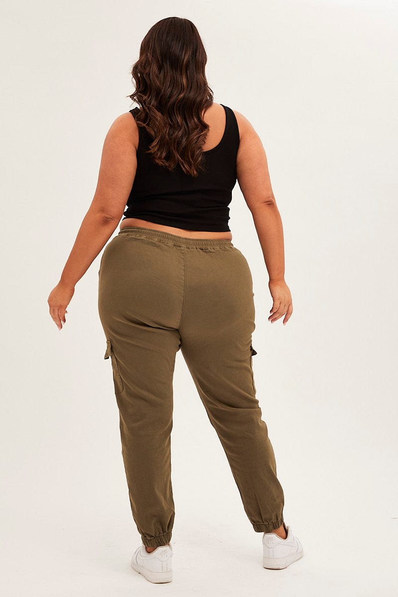 Green Cargo Pants Mid Rise Out Pocket for YouandAll Fashion