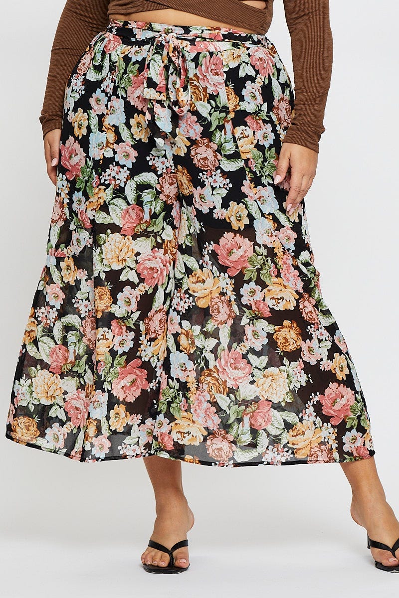 Floral Prt Wide Leg Pants High Rise For Women By You And All