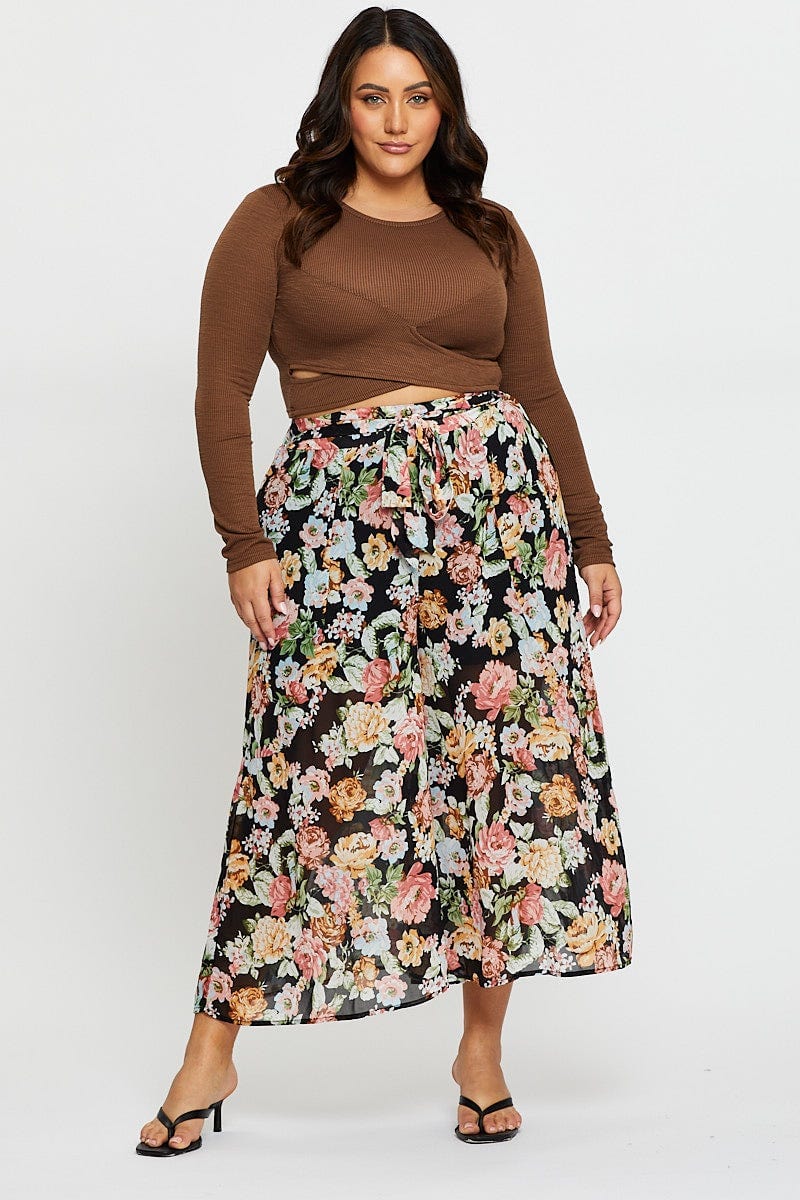 Floral Prt Wide Leg Pants High Rise For Women By You And All