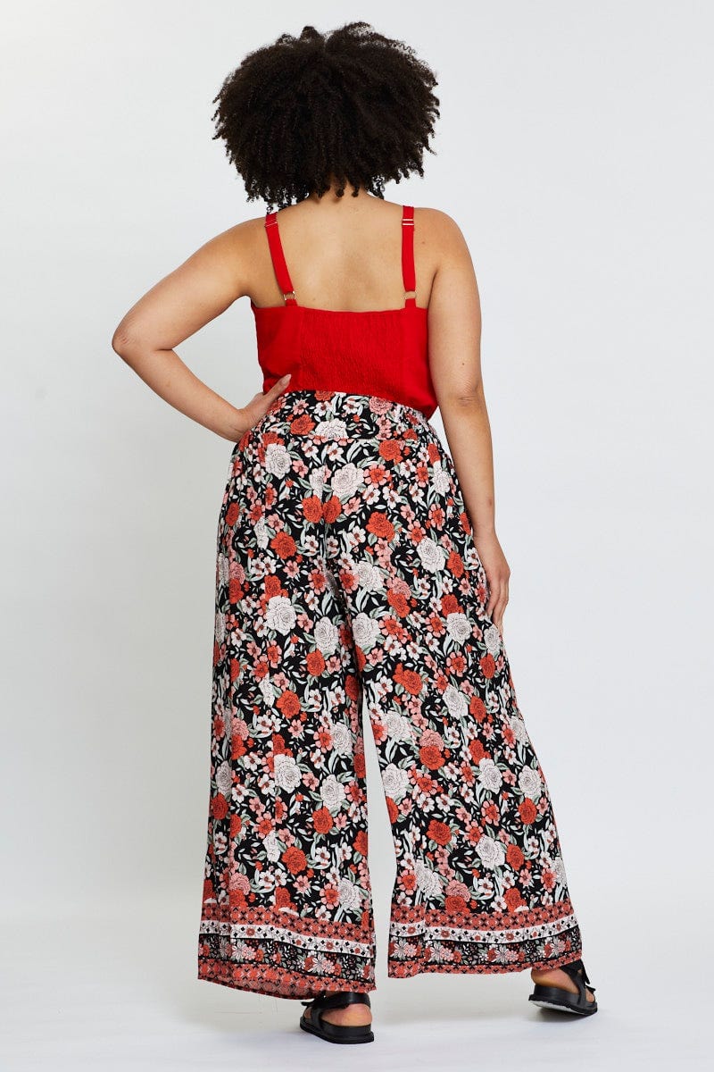 Boho Prt Wide Leg Pants High Rise For Women By You And All
