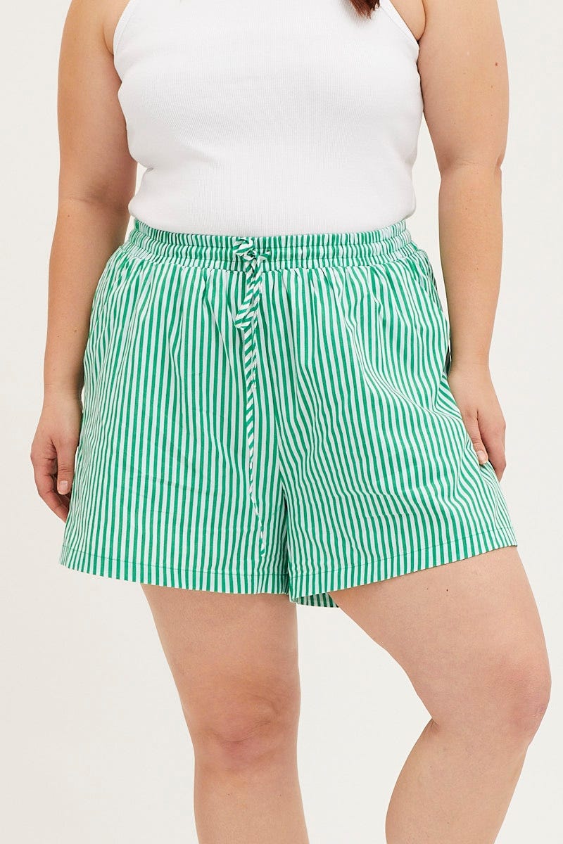 Stripe Elastic Waist Stripe Shorts For Women By You And All