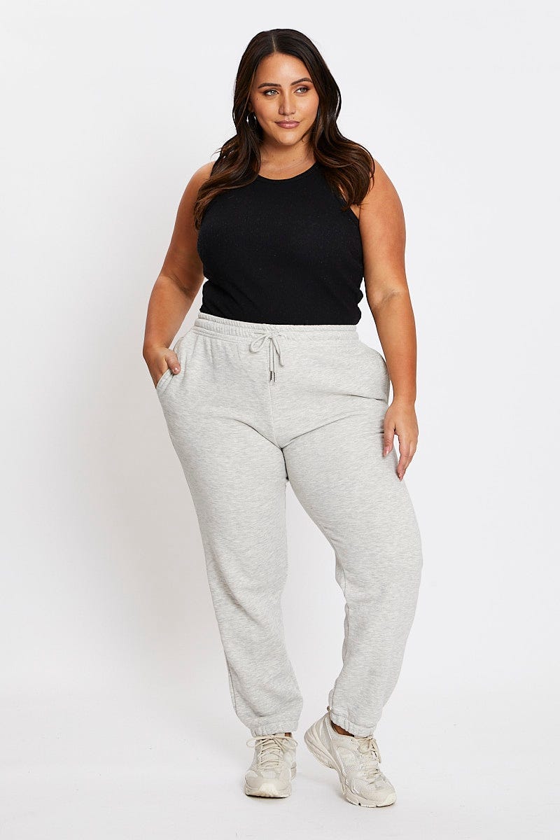 Grey Elastic Waist Track Pants For Women By You And All
