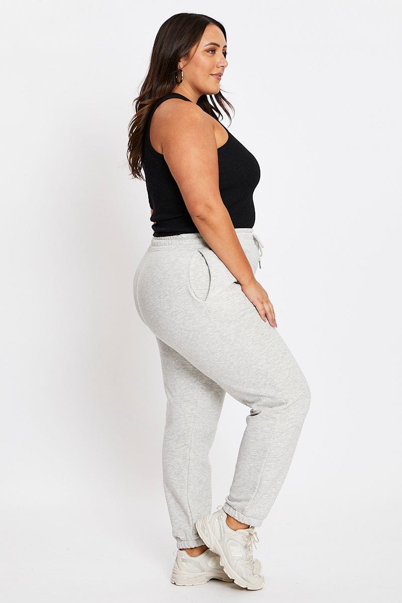 Grey Elastic Waist Track Pants For Women By You And All