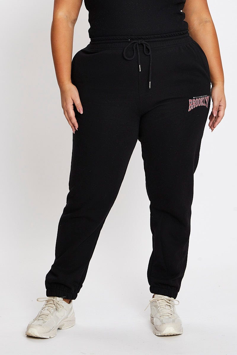 Black Elastic Waist Brooklyn Track Pant For Women By You And All