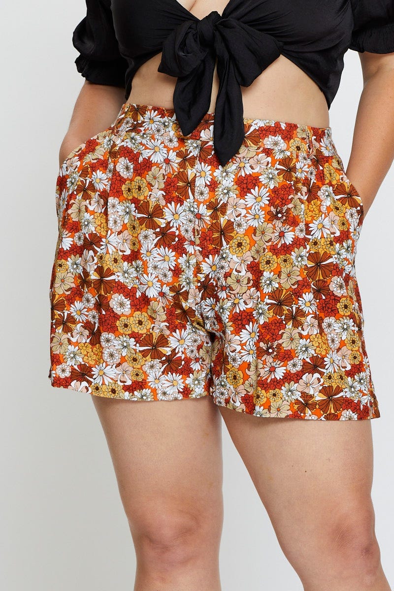 Floral Prt Pleated Shorts High Rise For Women By You And All