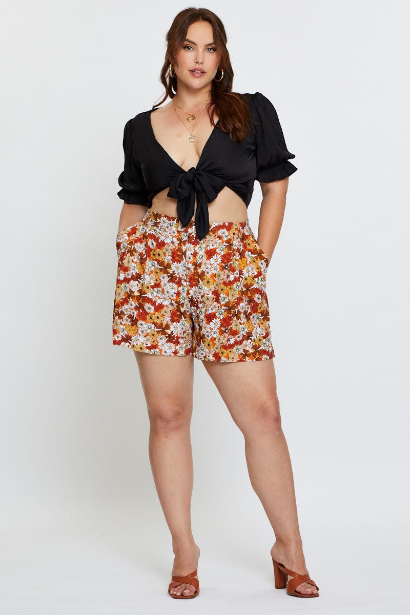 Floral Prt Pleated Shorts High Rise For Women By You And All
