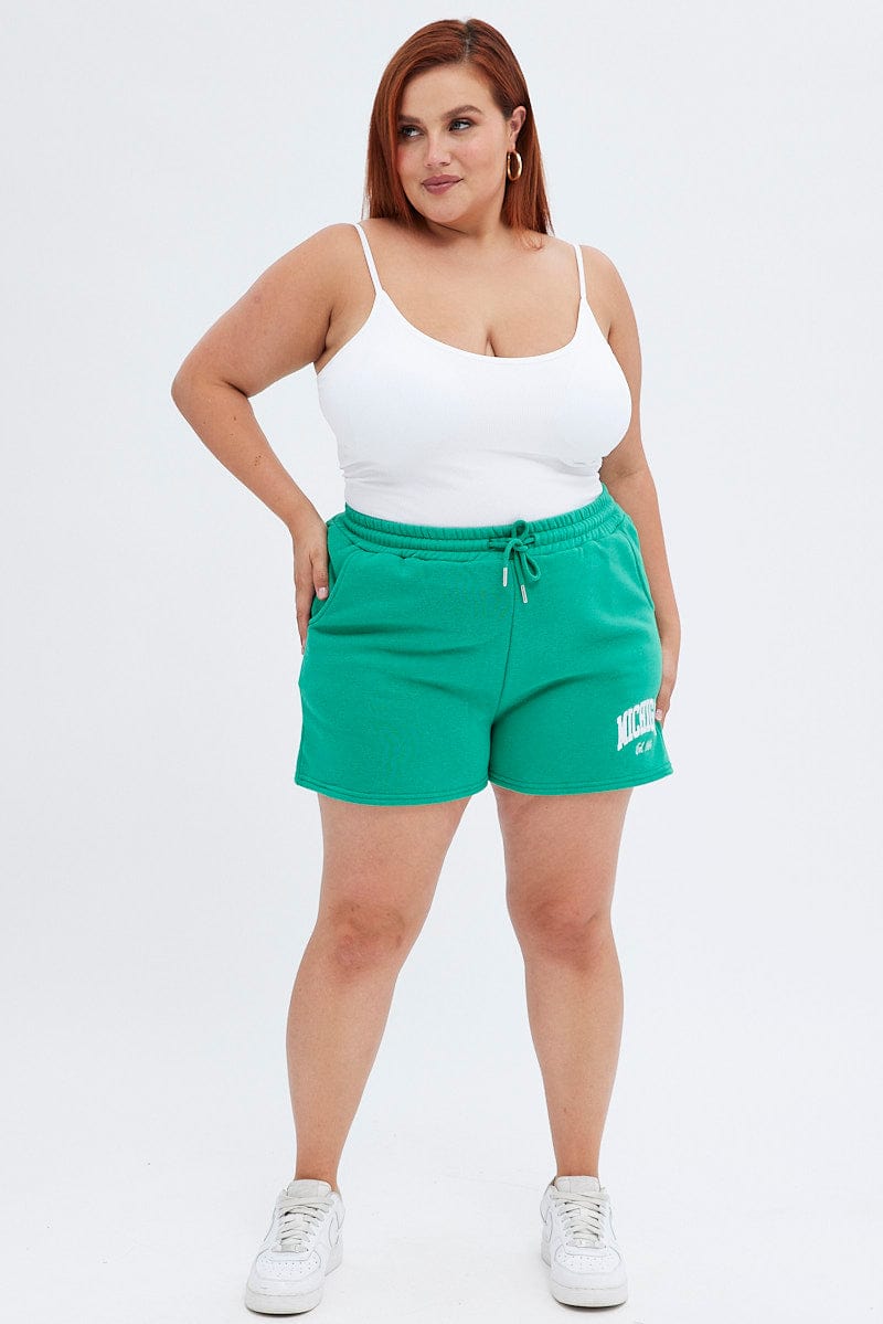 Green Track Shorts High Waist for YouandAll Fashion