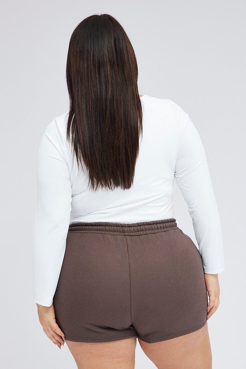 Brown Track Shorts High Rise for YouandAll Fashion