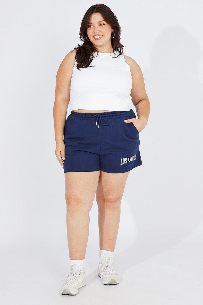 Blue Track Shorts High Waist for YouandAll Fashion