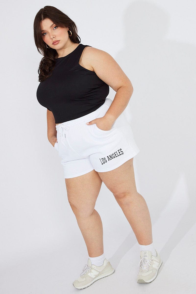White Track Shorts High Waist for YouandAll Fashion