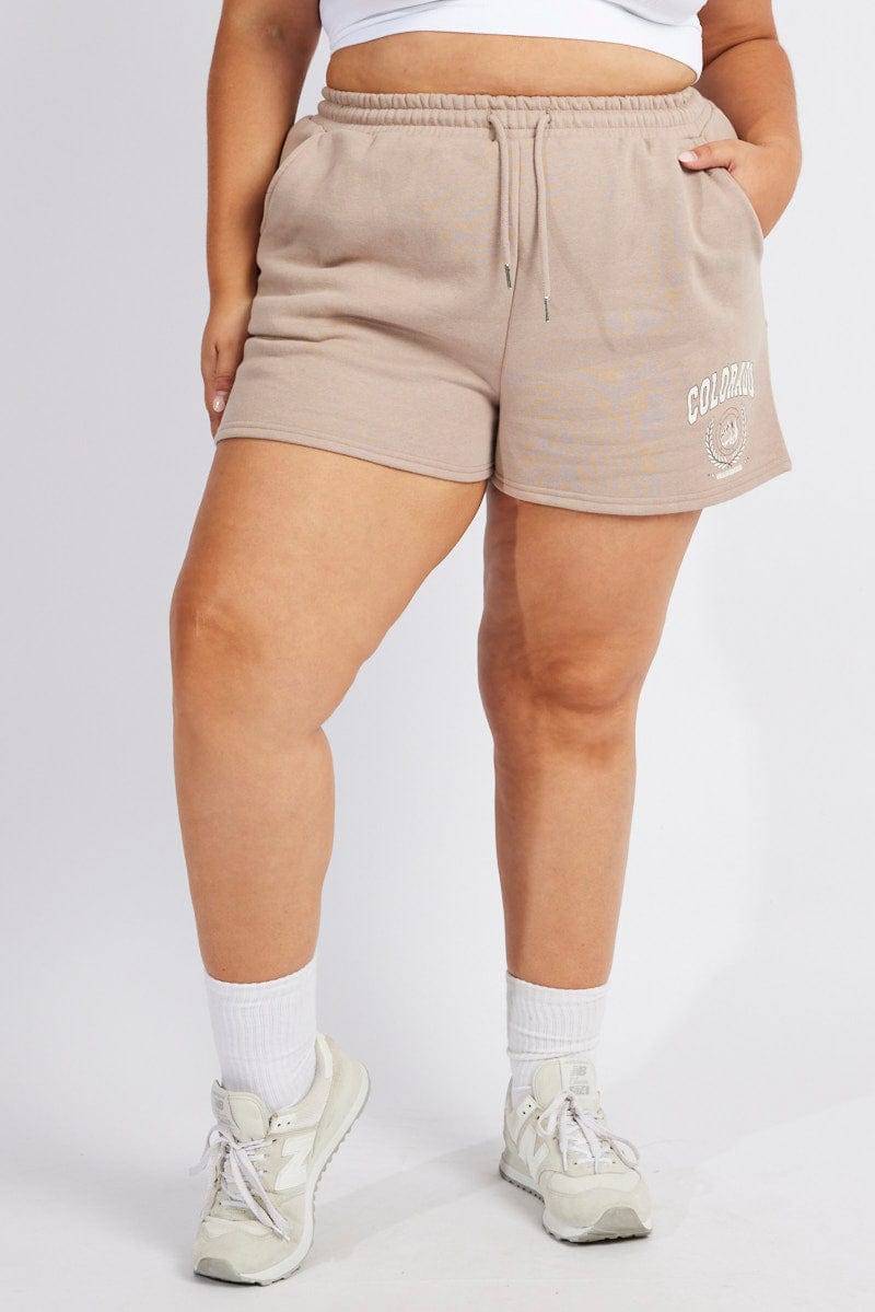 Brown Track Shorts High Waist for YouandAll Fashion