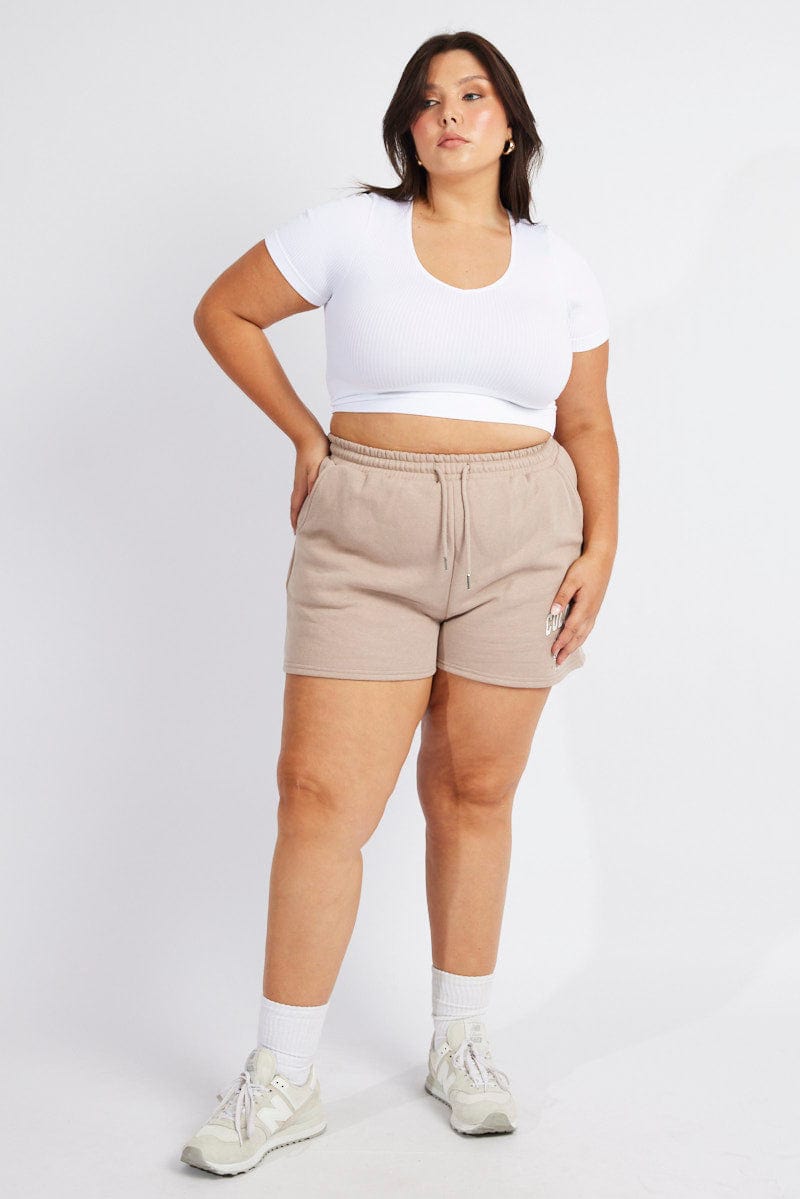 Brown Track Shorts High Waist for YouandAll Fashion