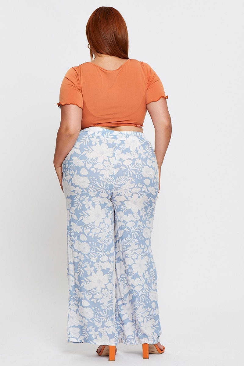 Floral Prt Wide Leg Pants High Waist For Women By You And All
