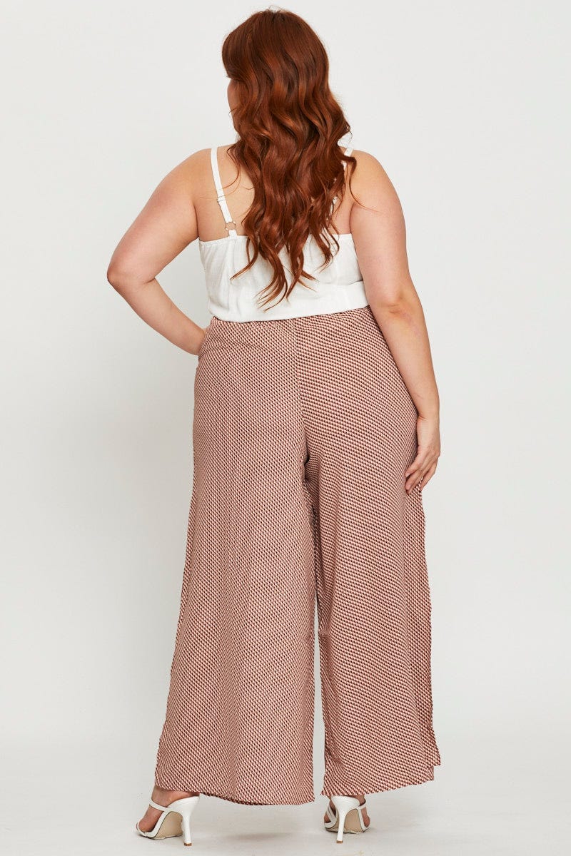 Print Wide Leg Pants High Rise Side Split For Women By You And All