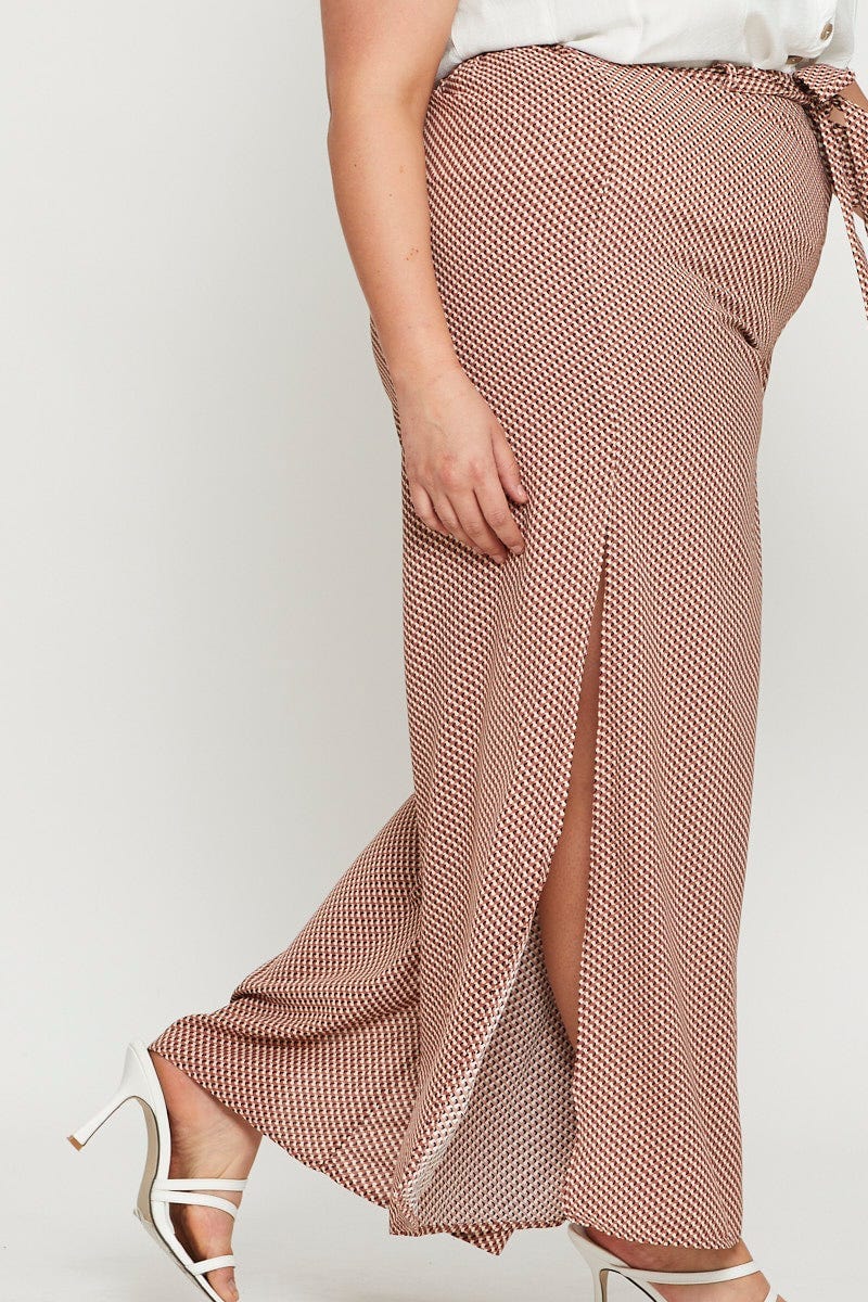 Print Wide Leg Pants High Rise Side Split For Women By You And All