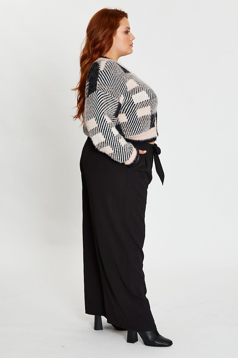 YOURS Plus Size Black Wide Leg Crepe Cargo Trousers  Yours Clothing