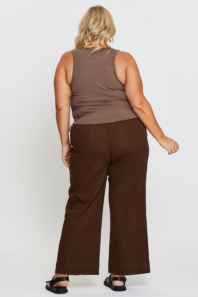 Brown Wide Leg Jean High Rise For Women By You And All