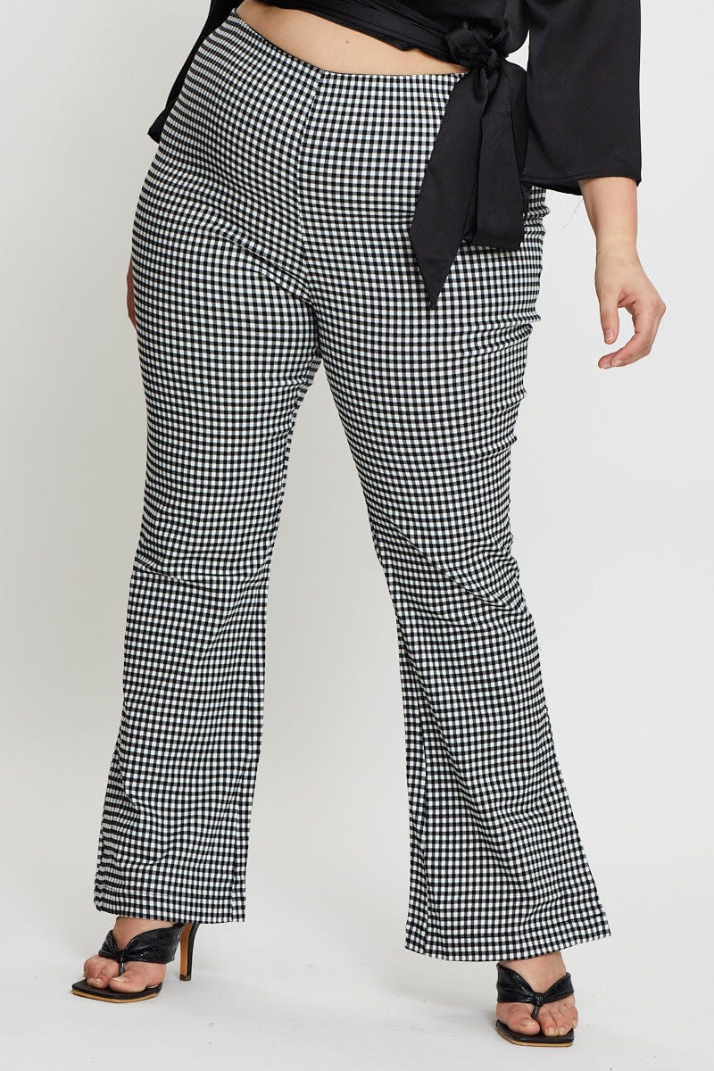 Check Flare Leg Pants High Rise For Women By You And All