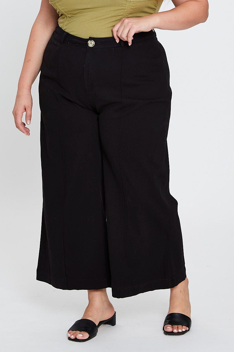 Black High Waist Stretch Wide Leg Pant For Women By You And All