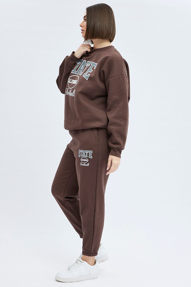 Brown Track Pants High Rise Jogger for YouandAll Fashion
