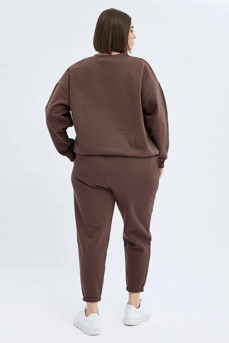 Brown Track Pants High Rise Jogger for YouandAll Fashion