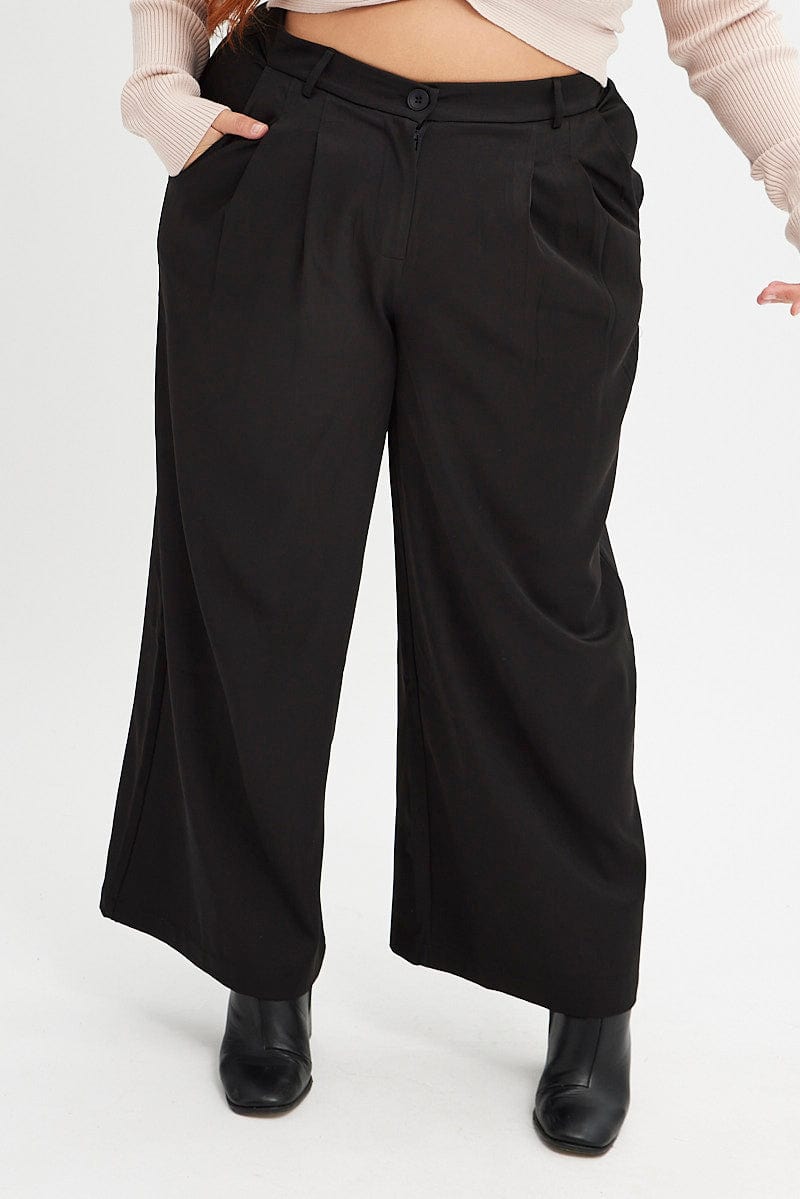 Black Wide Leg Pants High Rise for YouandAll Fashion