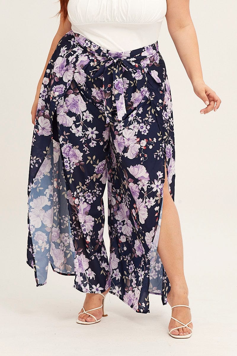 Floral Printnt High Rise Floral Wide Leg Pants for Women by You + All