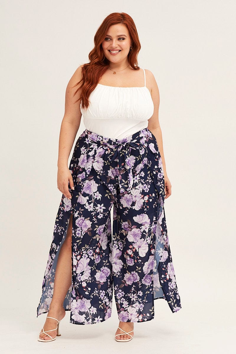 Floral Printnt High Rise Floral Wide Leg Pants for Women by You + All